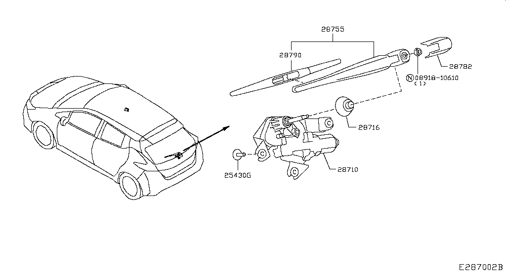 Rear Window Wiper For Leaf Ze E Rhd Nissan Leaf Auto Parts