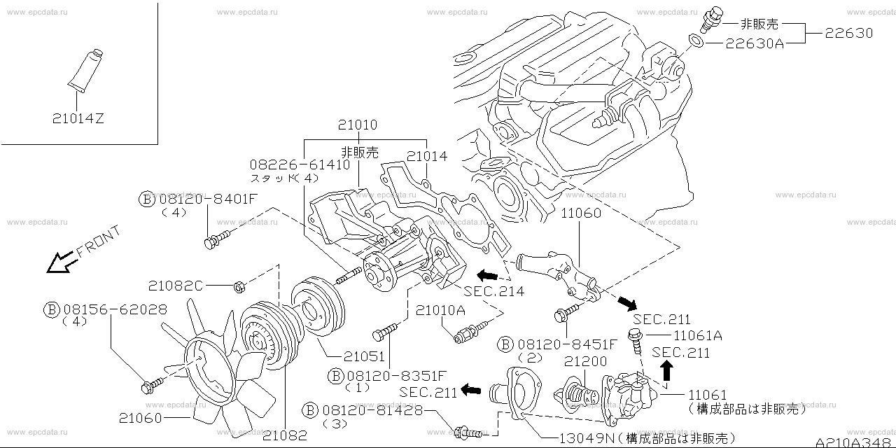 210 - water pump & cooling fan & thermostat (engine)