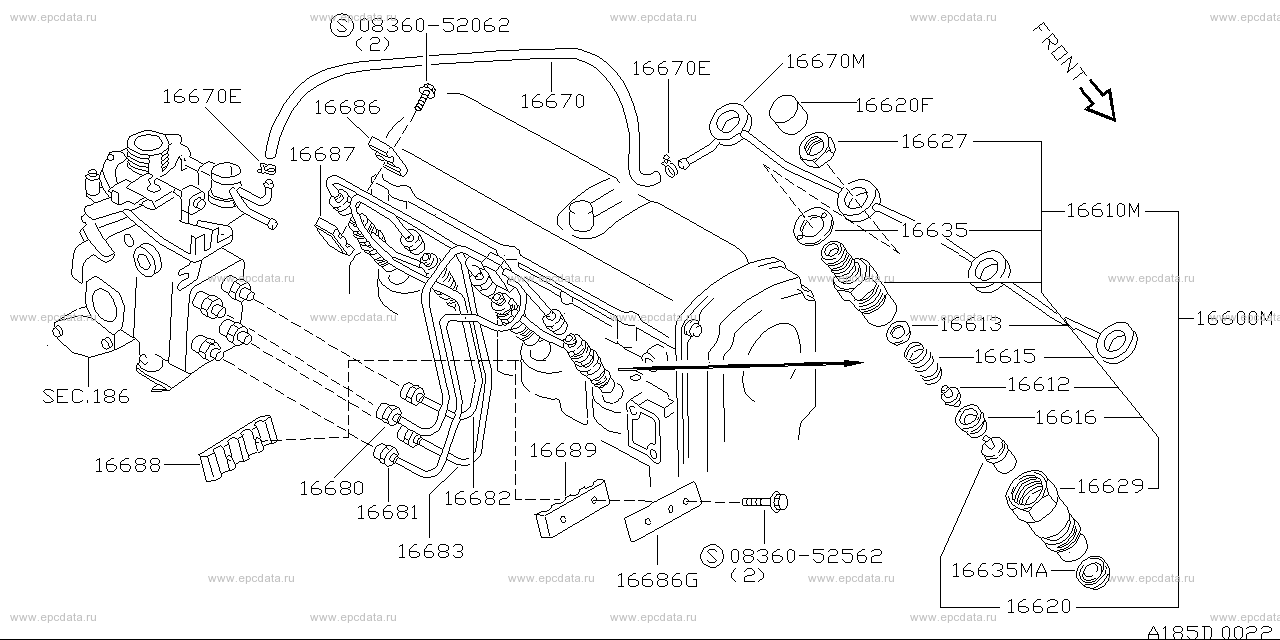 185 - injection nozzle & piping (diesel)(engine)