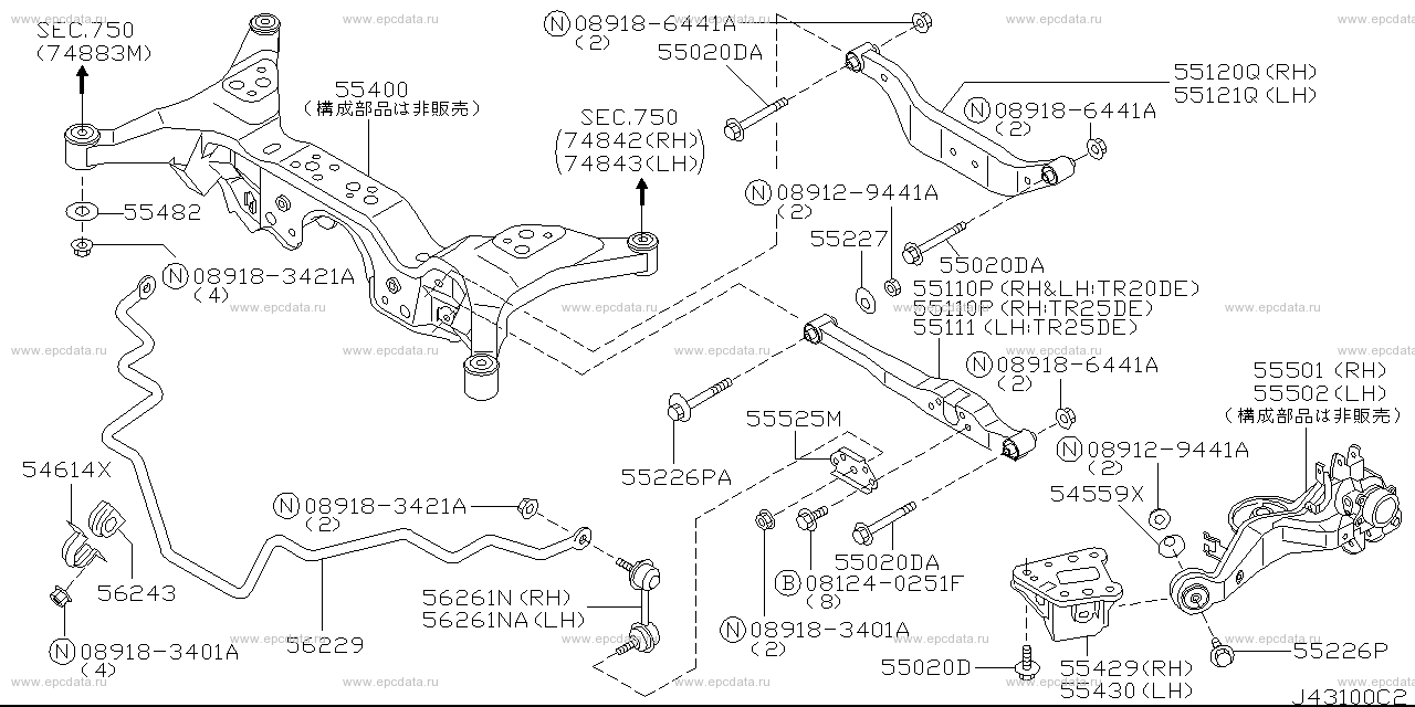 Rear Suspension (chassis) For Nissan Serena C24, 2 Generation ...