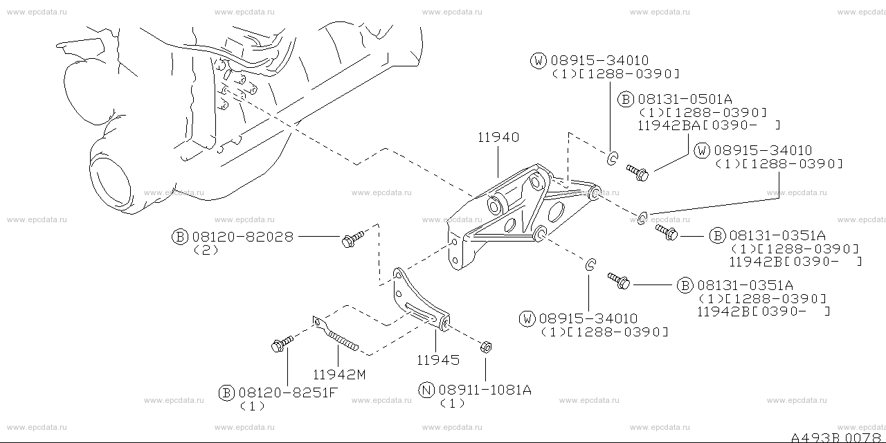 Power steering pump mounting (engine) for Nissan Laurel C33, 6 ...