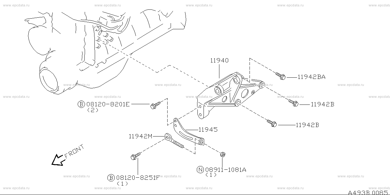 Power steering pump mounting (engine) for Nissan Laurel C34, 7 ...