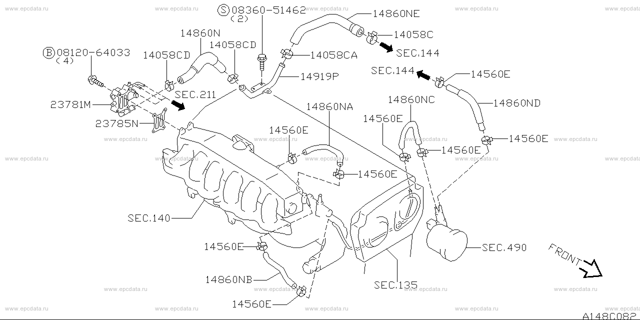 Air control system (engine) for Nissan Laurel C35, 8 generation ...