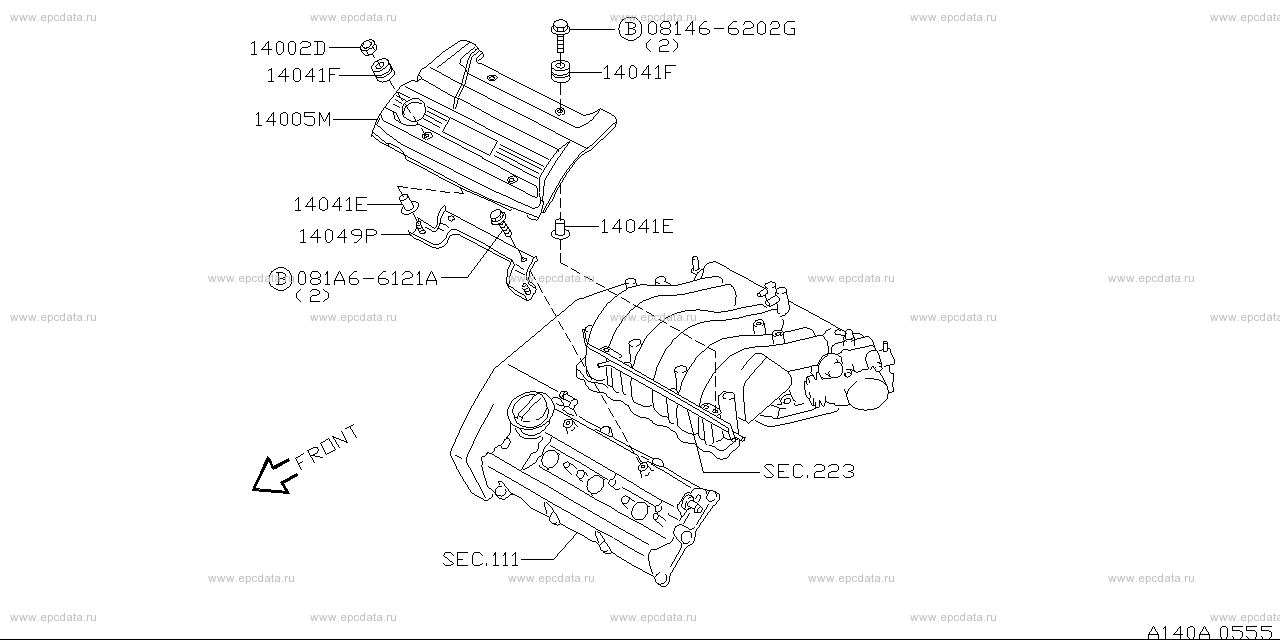 Applies: VQ20DE; Description: エンジン  カバーパーツ; Period: 12.1998 - 01.2001