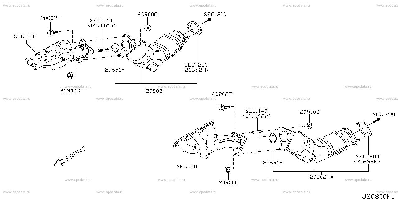 208 - catalyst converter (engine) for Skyline Coupe CKV36 Nissan ...