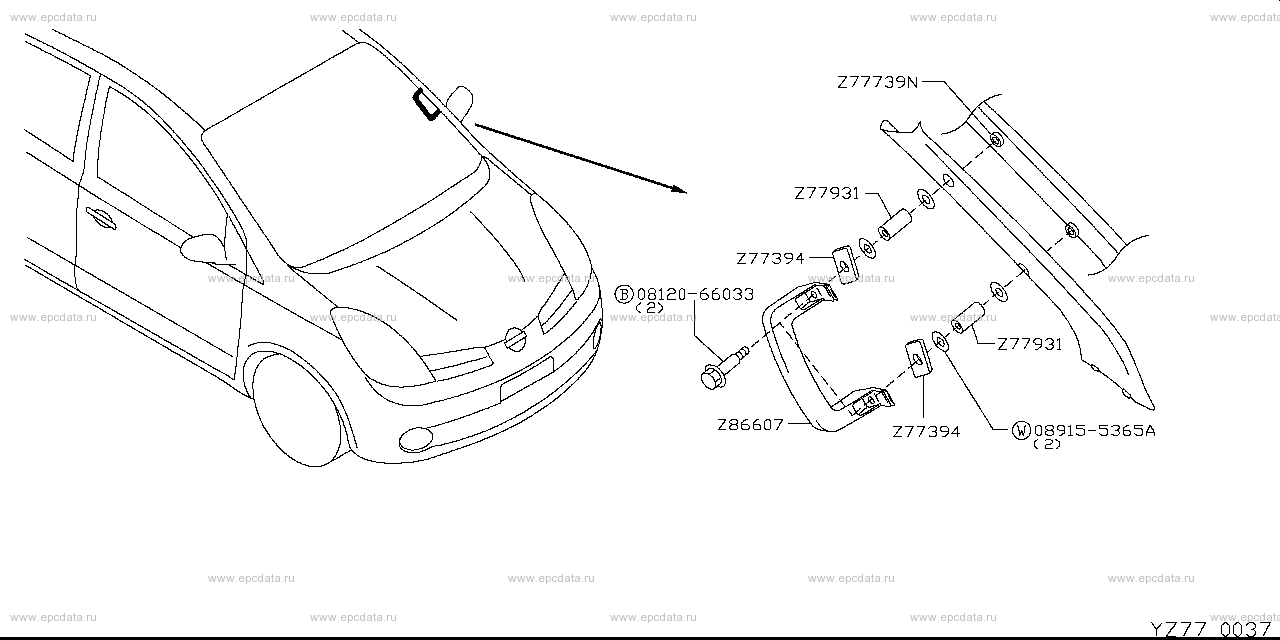 Body side trimming for Nissan Note E11 1 generation 01.2005 12.2007 Nissan Car and Auto Spare Parts Genuine Online Car Parts Catalogue Amayama