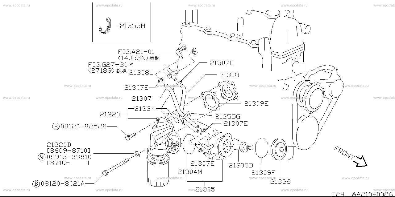 Engine oil cooler (engine) for Nissan Caravan E24, 4 generation 09.1986 ...