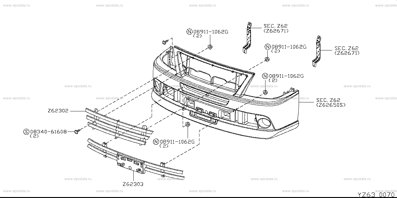 Z63 - front grille на Caravan VRE25 Ниссан Караван - Запчасти - Амаяма  (Amayama)