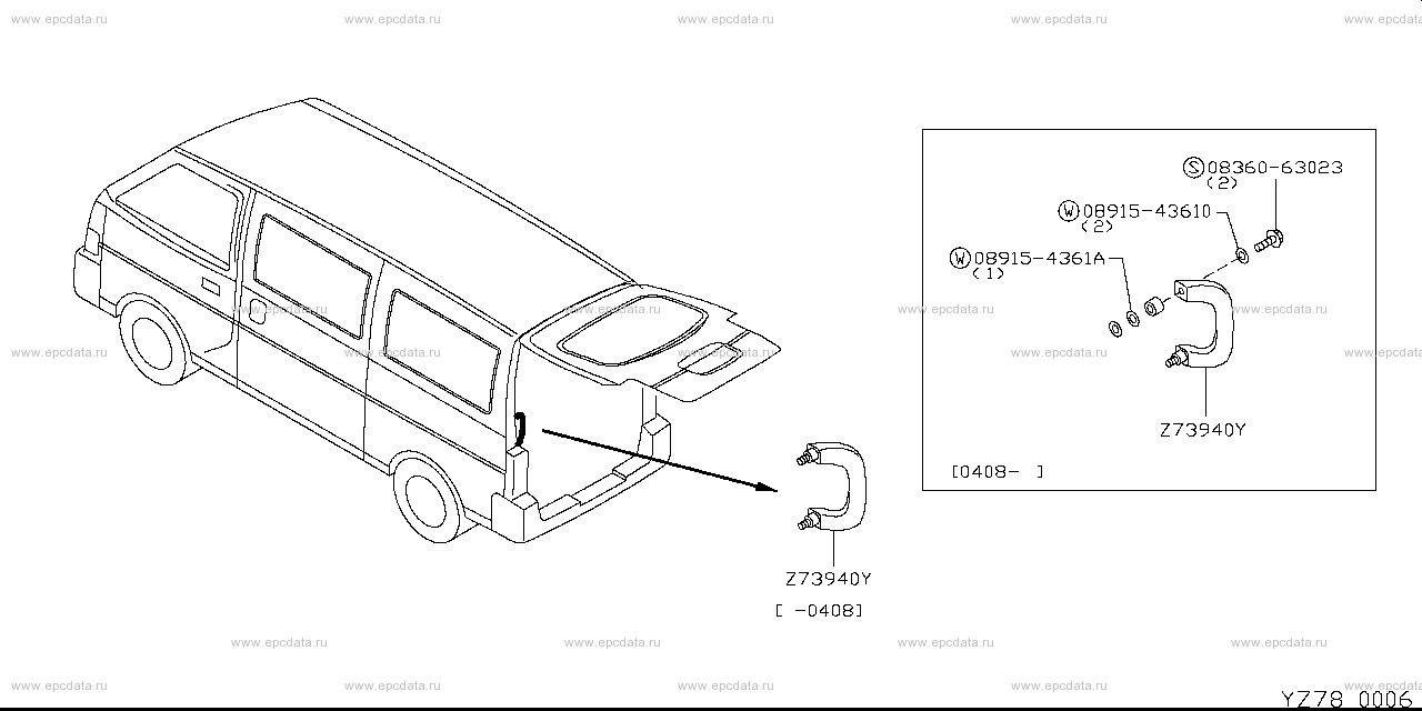 Z78 - rear panel, window & fitting 