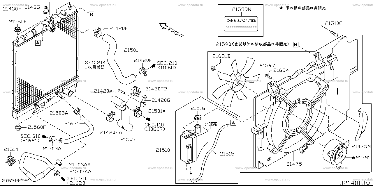 214 - radiator (fan motor & shroud) (Denso) 