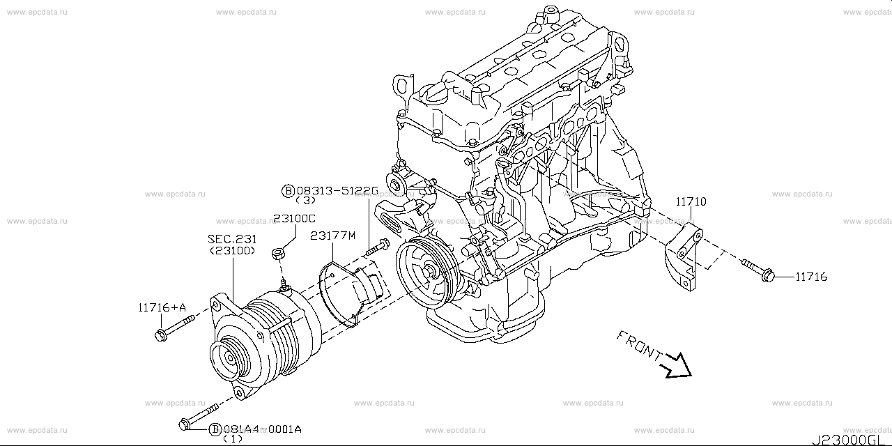 230 - alternator fitting (engine)