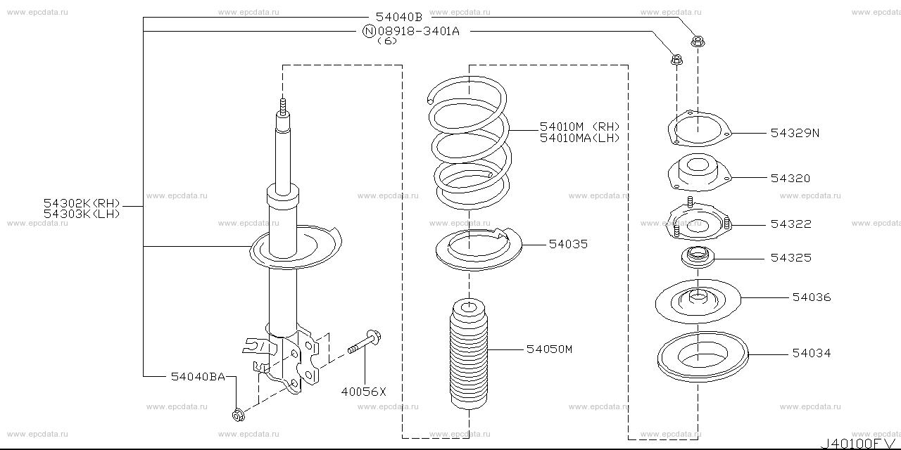 Front suspension (chassis) for Nissan Teana J31, 1 generation 02.2003 ...