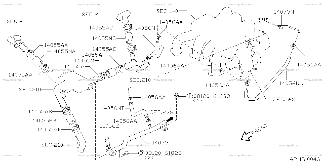 Water hose & piping (engine) for Nissan Leopard Y32, 3 generation 06. ...