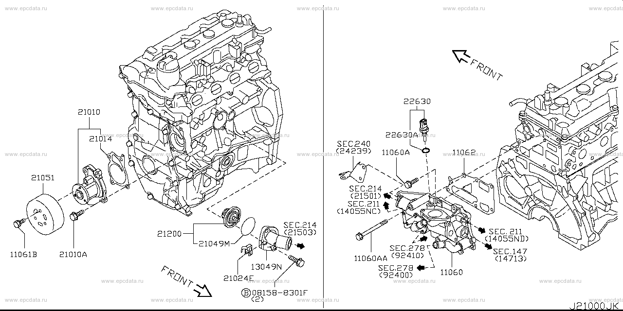 Water pump & cooling fan & thermostat (engine) for Nissan March K12, 3 ...