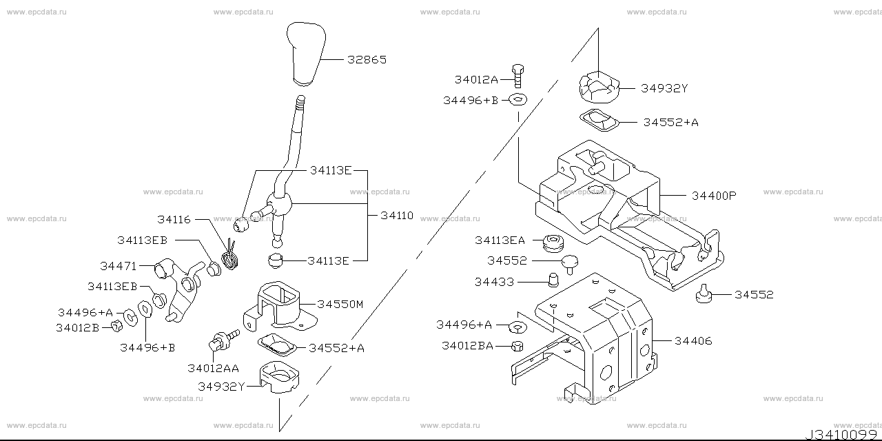 Transmission control & linkage (unit) for Nissan Clipper U71, U72, 1 ...