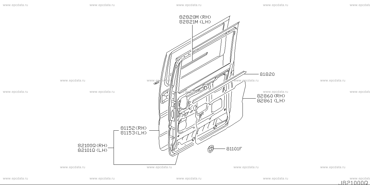 821 - slide door panel & fitting (body)