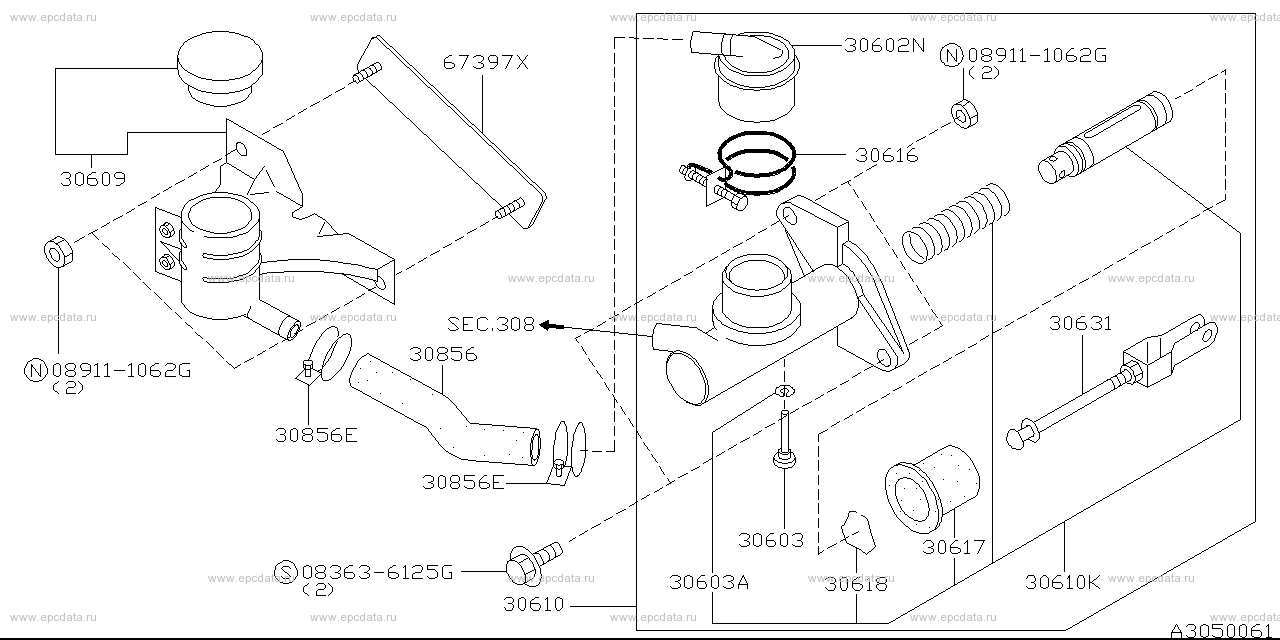 305 - clutch master cylinder (chassis)