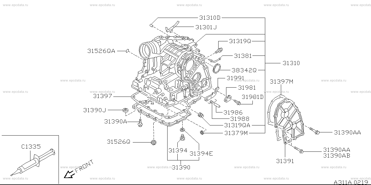 311 - torque converter, housing & case (unit)