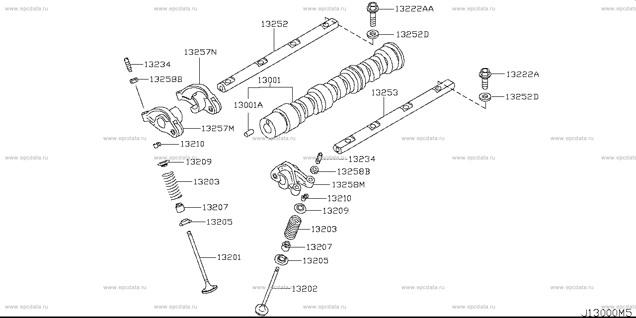 130 - cam shaft & valve mechanism (engine)