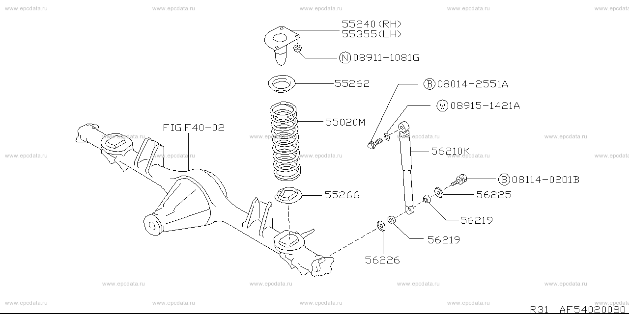 Rear suspension (chassis) for Nissan Skyline R31, 7 generation 05.1986 ...