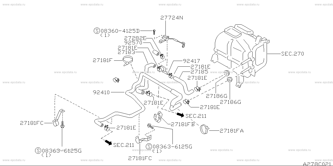 Heater piping (denso) for Nissan Skyline R32, 8 generation, restyling ...