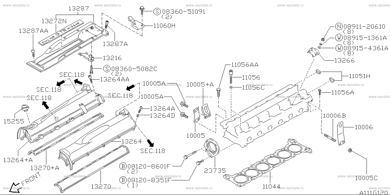 Cylinder head & rocker cover (engine) for Nissan Skyline GT