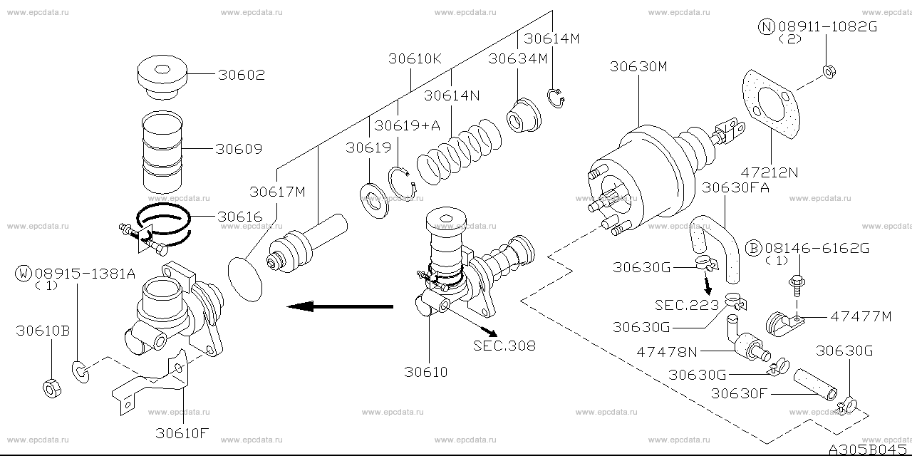 Clutch master cylinder (chassis) for Nissan Skyline GT-R R34, 10 ...