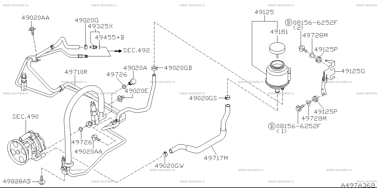 Power steering piping (chassis) for Nissan Skyline R34, 10 generation ...