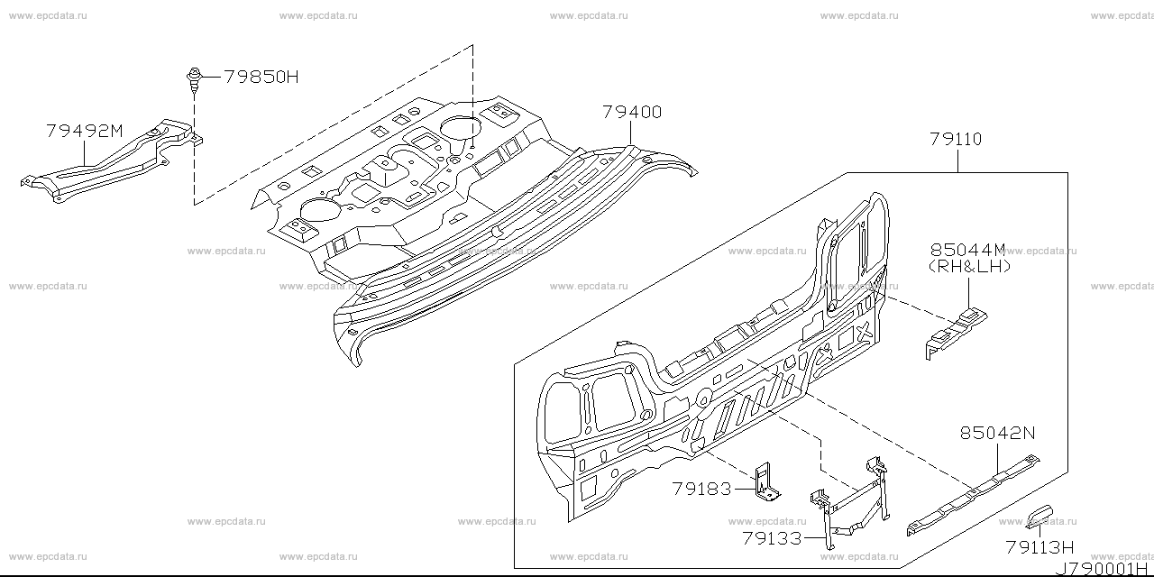 Rear panel & fitting (body) for Nissan Skyline R34, 10 generation 05. ...