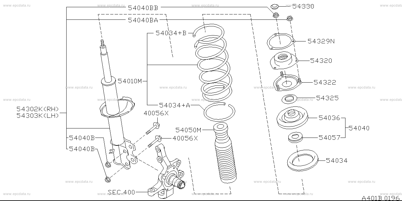 Front suspension (chassis) for Nissan Terrano R50, 2 generation 09.1995 ...