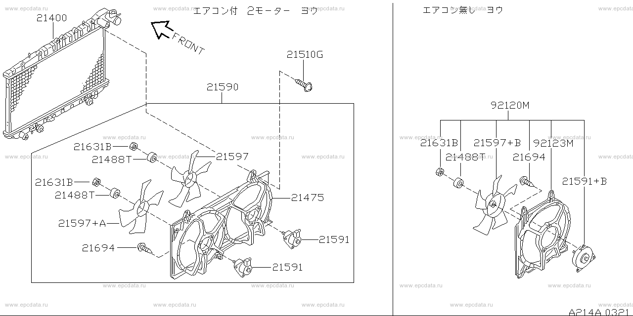 Radiator (fan motor & shroud) (denso) for Nissan Rasheen NB14, 1