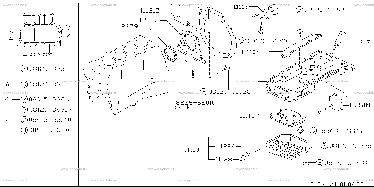 Cylinder block & oil pan (engine) for Nissan Silvia S13, 5 generation ...