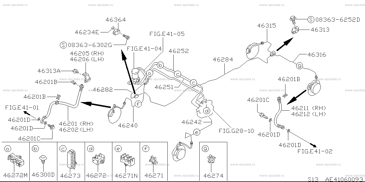 Brake piping (chassis) for Nissan Silvia S13, 5 generation 05.1988 - 09 ...