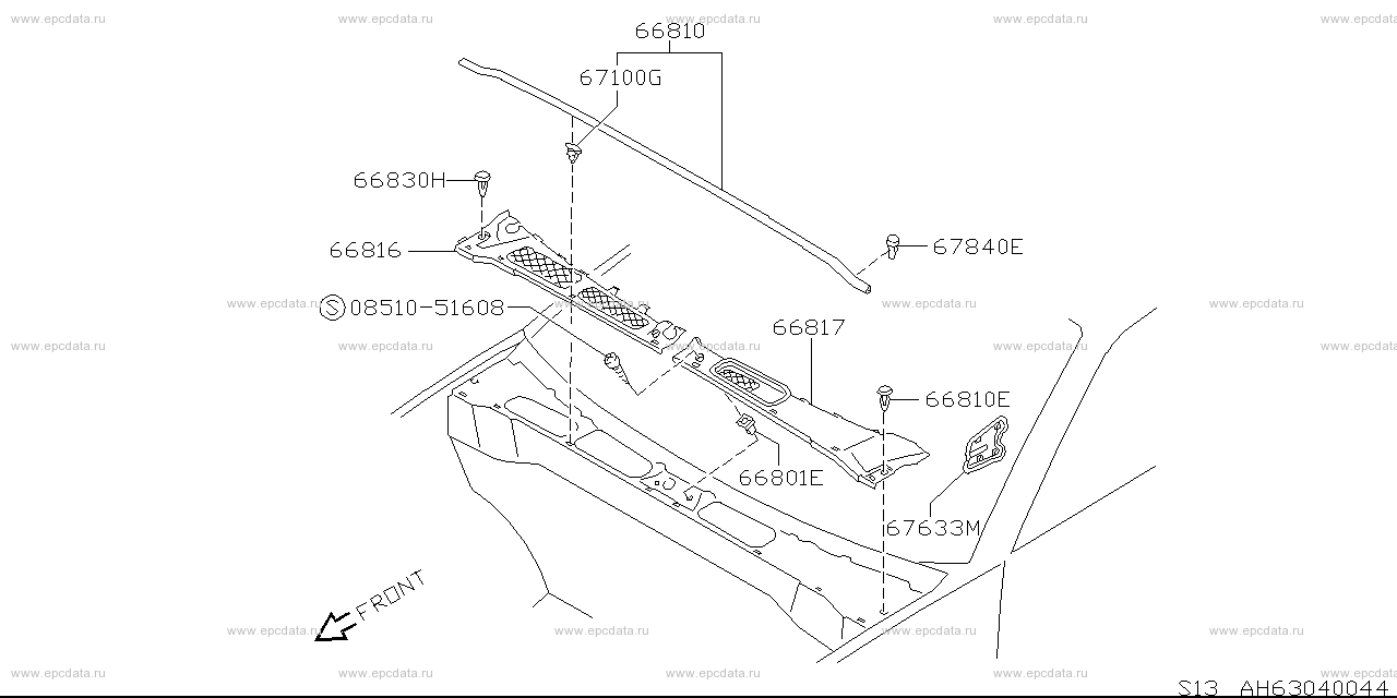 Cowl & dash fitting (body) for Nissan Silvia S13, 5 generation 05.1988 ...