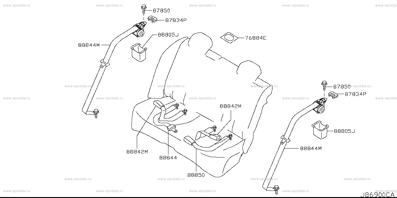 869 - rear seat belt (trim)
