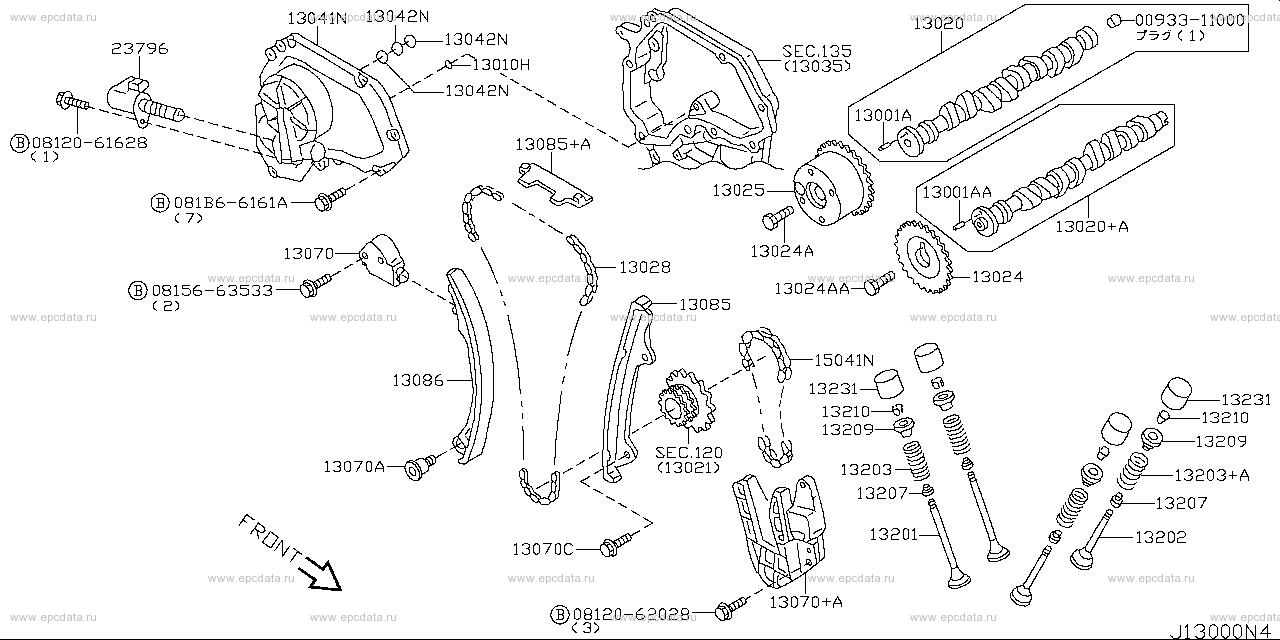 130 - cam shaft & valve mechanism (engine)