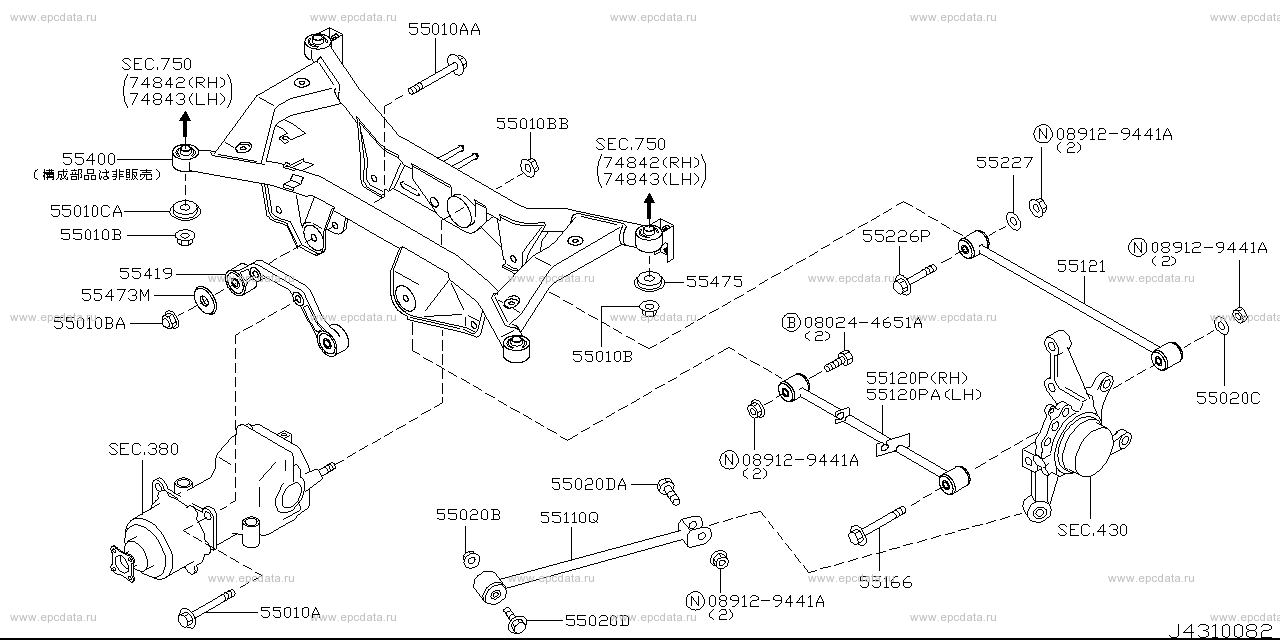 431 - rear suspension (chassis) for X-Trail NT30 Nissan X-Trail ...