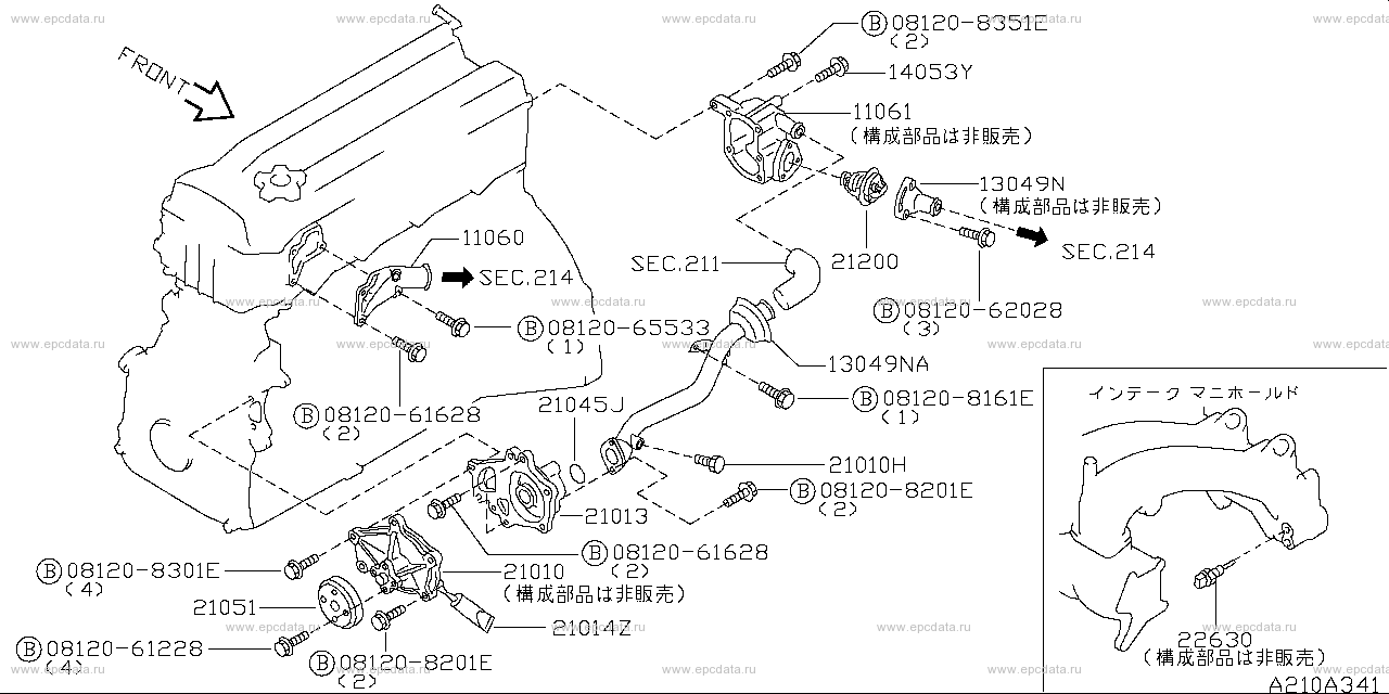 210 - water pump & cooling fan & thermostat (engine)