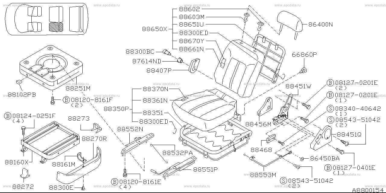 Applies: W.(2WD.8P+4WD.8P); Description: ８人乗 LH seat; Period: 10.1996 - 10.1997
