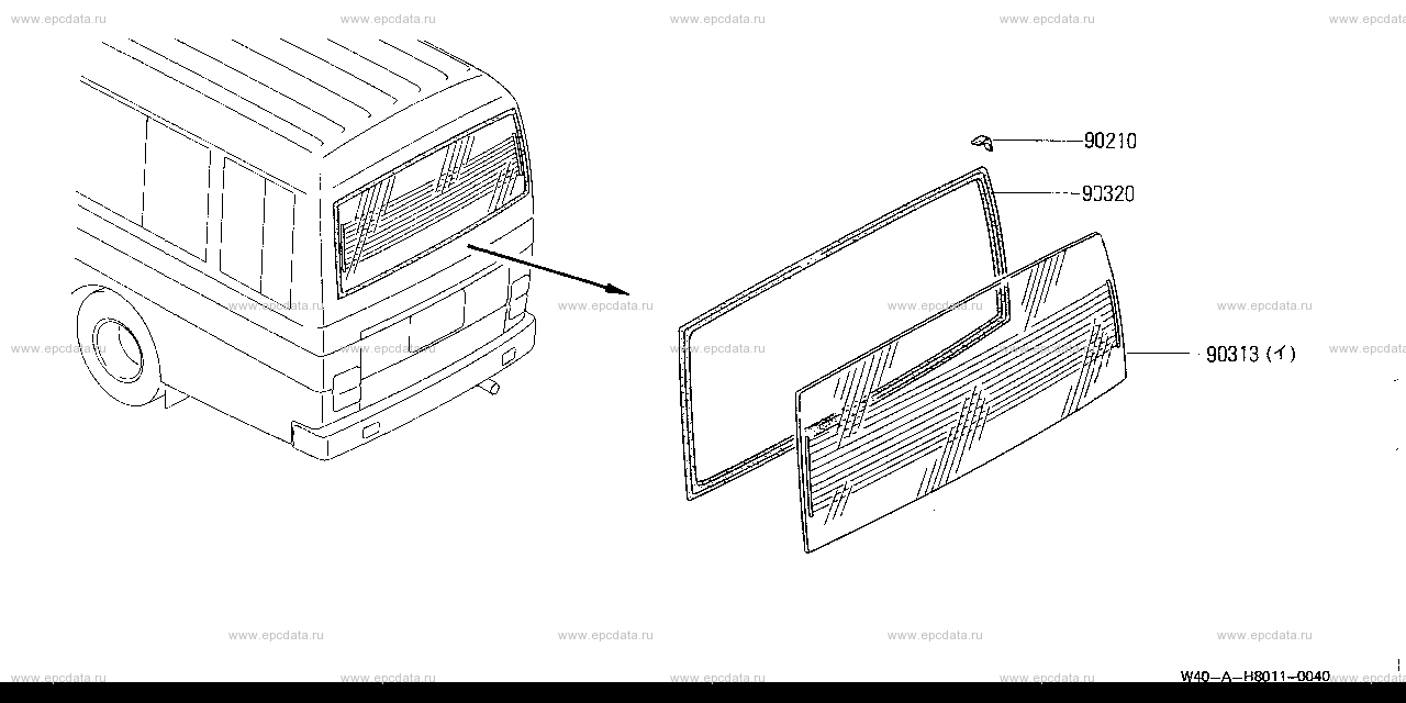 H8011 - back door panel & window - (body)