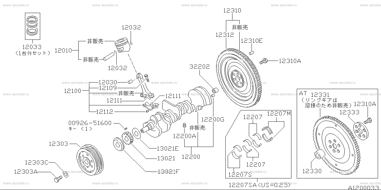 120 - piston & crankshaft & flywheel (engine)