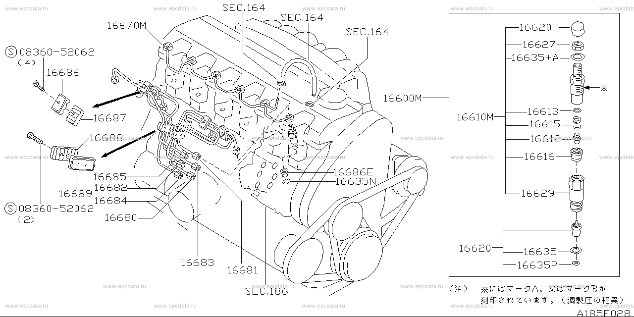 185 - injection nozzle & piping (diesel)(engine)