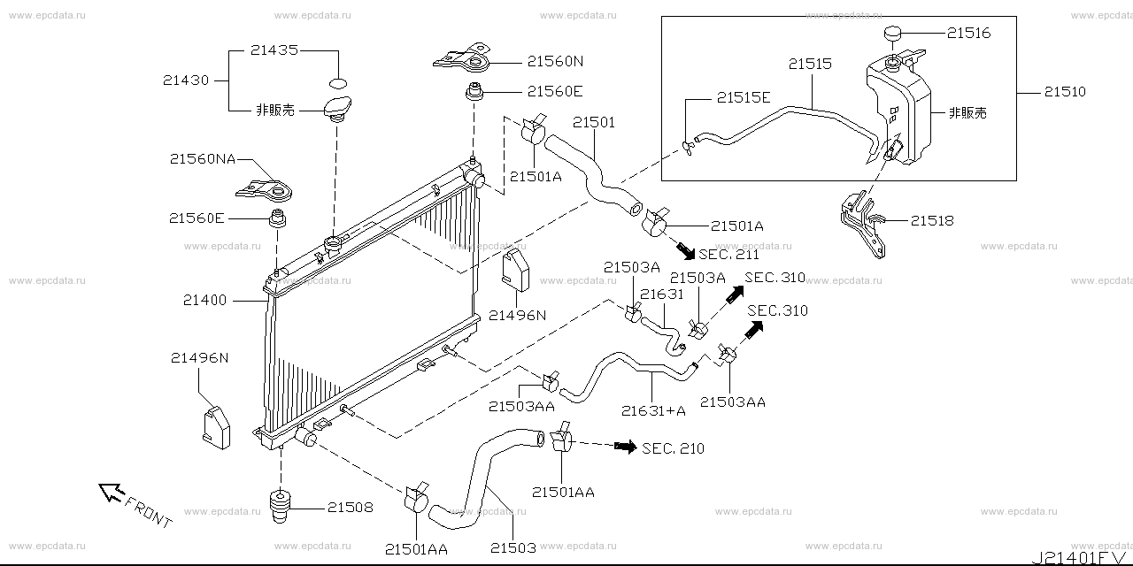 214 - radiator (fan motor & shroud) (Denso) for Fuga Y50 Nissan Fuga ...