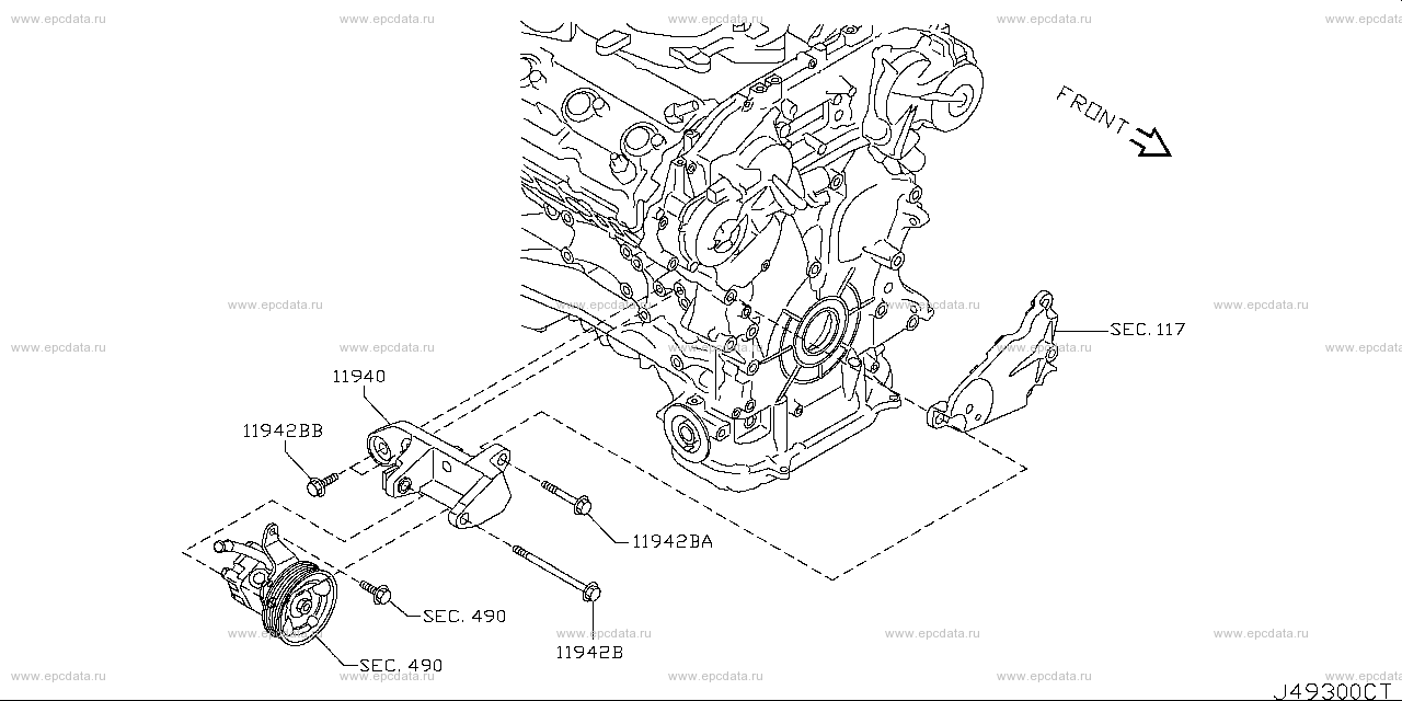 493 - power steering pump mounting (engine)