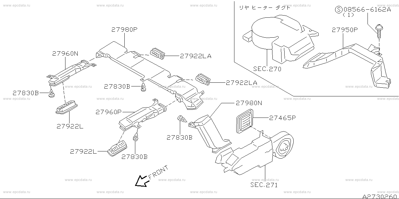 273 - nozzle & duct (heater, air conditioner) (Denso) 