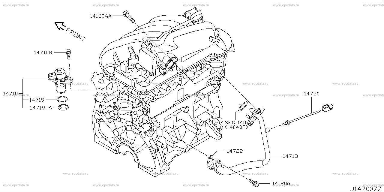 Egr & second air (engine) for Nissan Cube Z11, 2 generation