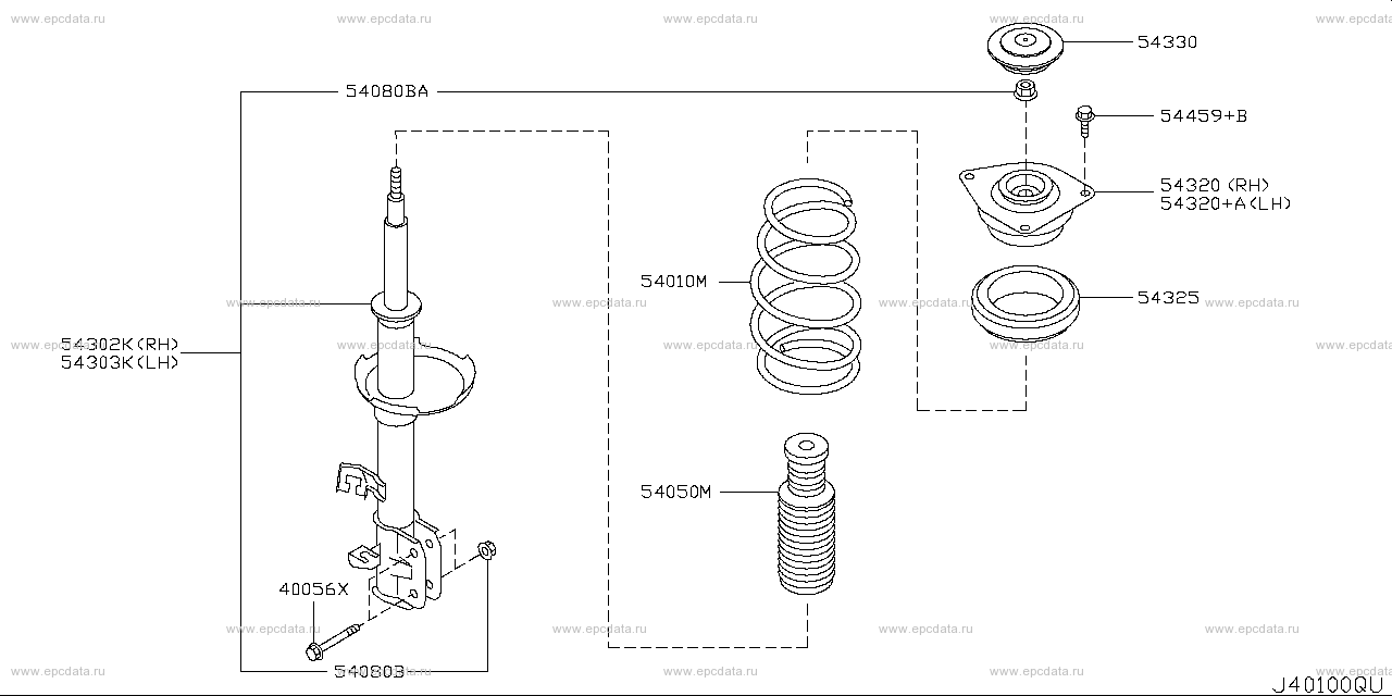 Схема ниссан тиида с11. Nissan e43033nt1b Shock Absorber. 54325-95f0a опорный подшипник. 54303cx025. Nissan 54459-31u0a.