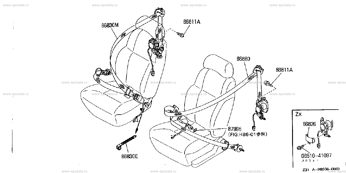 H8606 - seat belt (trim)