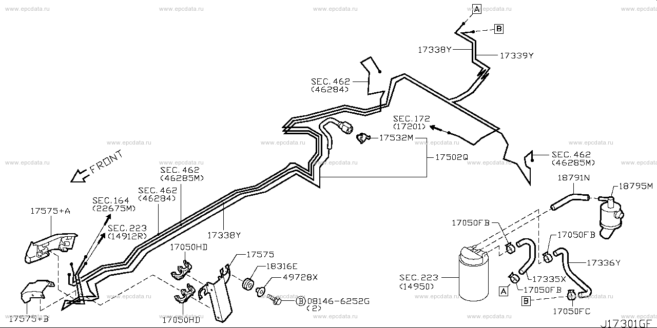 Fuel piping (chassis) for Nissan Fairlady Z Z34, 6 generation ...