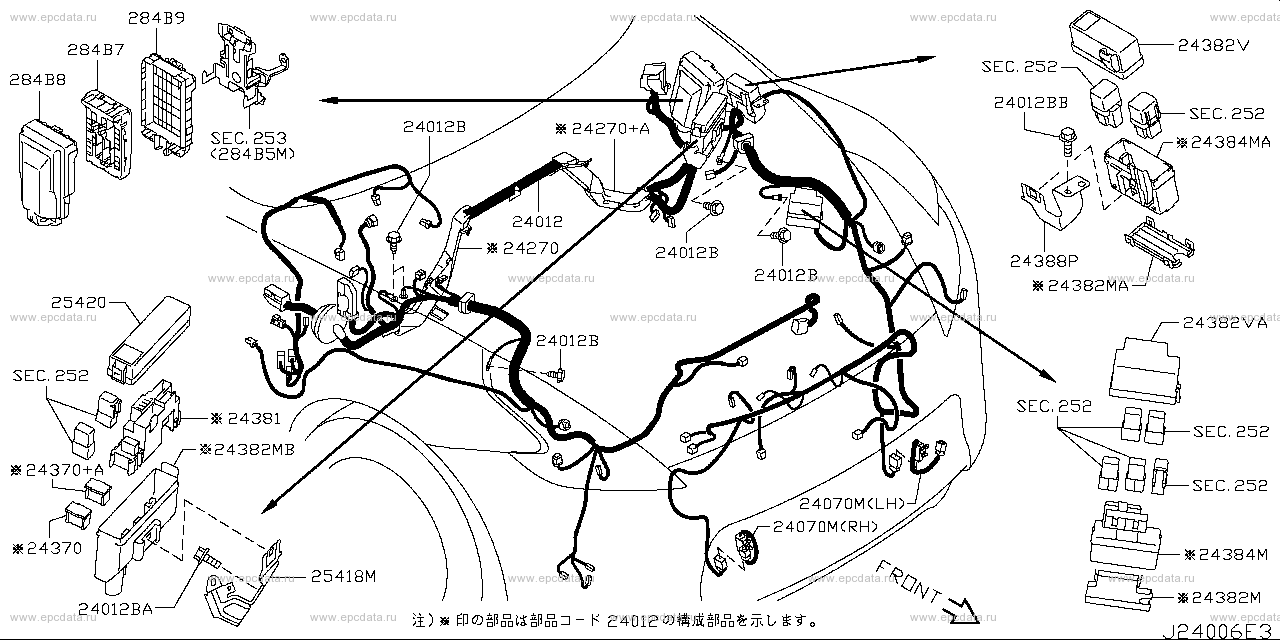 Wiring (denso) for Nissan Fairlady Z Z34, 6 generation 12.2008 - 06. ...